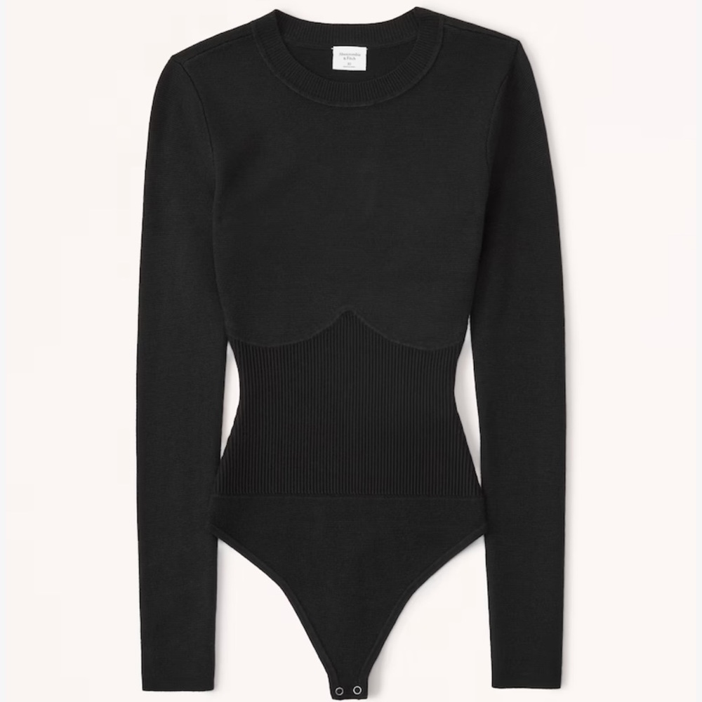 Abercrombie & Fitch Long-Sleeve Crew Corset Sweater Bodysuit